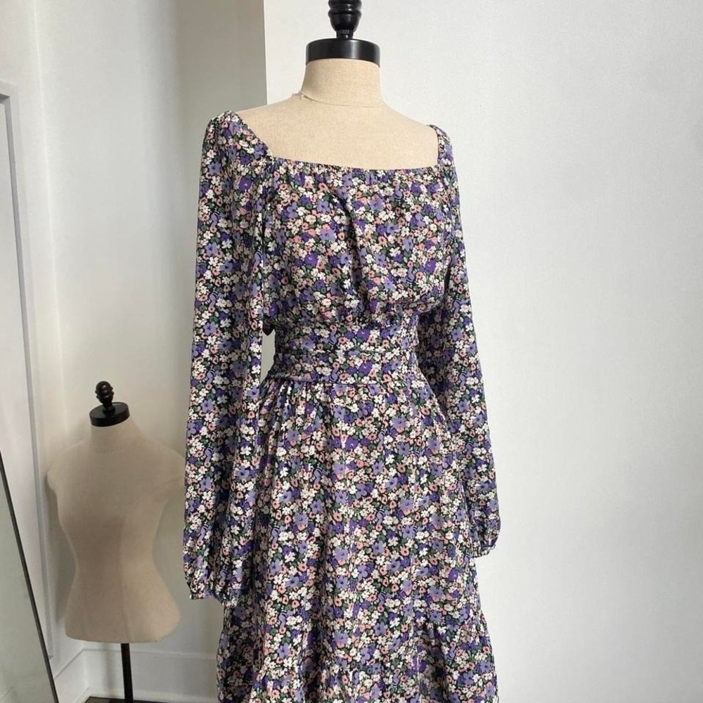 BTFBM Purple Pink Spring Floral Tie Dress NWT Women's Size Medium 1090